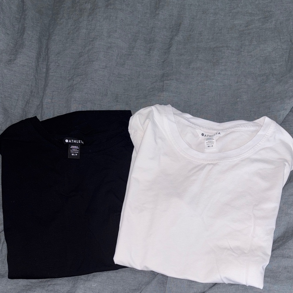 Athleta Basics- 2 Short Sleeve Tees in Black and White